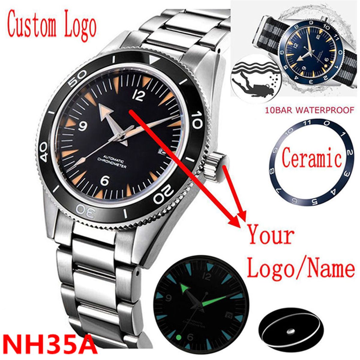 Luxury Watch Exchange - Logo personnalisé NH35 mouvement montre 10
