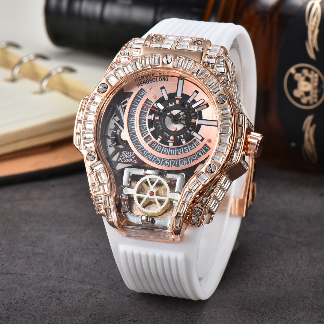 Luxury Watch Rubber Strap - Boîtier en diamant complet affaires de