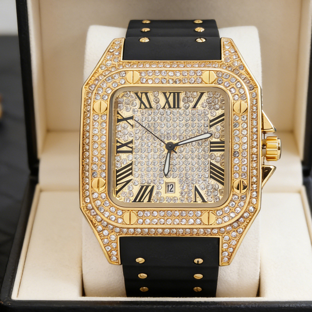 Montre à Quartz Carrée Hip Hop - Luxury Watch Rubber Strap avis et prix
