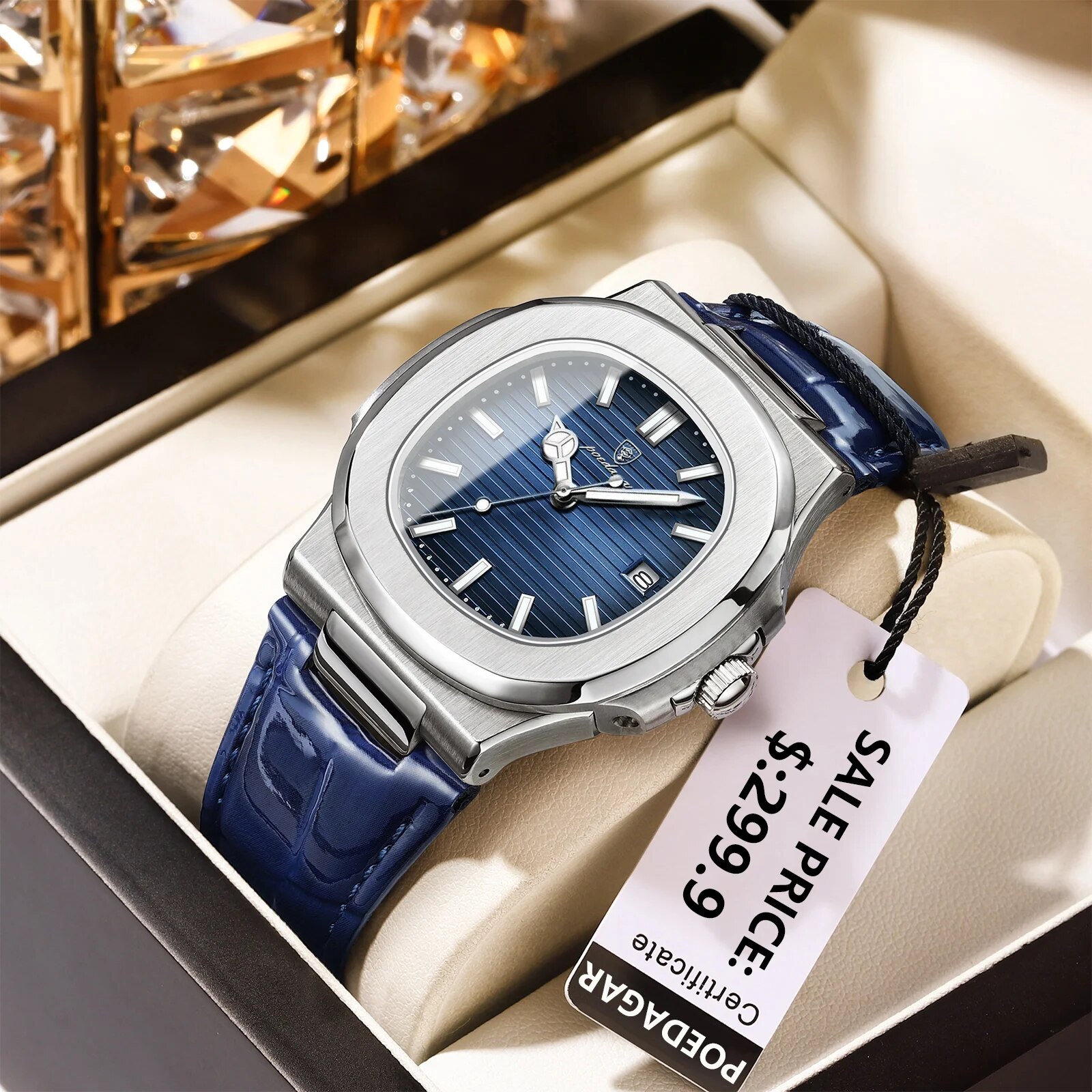 POEDAGAR haut de gamme carré h - Luxury Watch Organizer For Men avis et prix