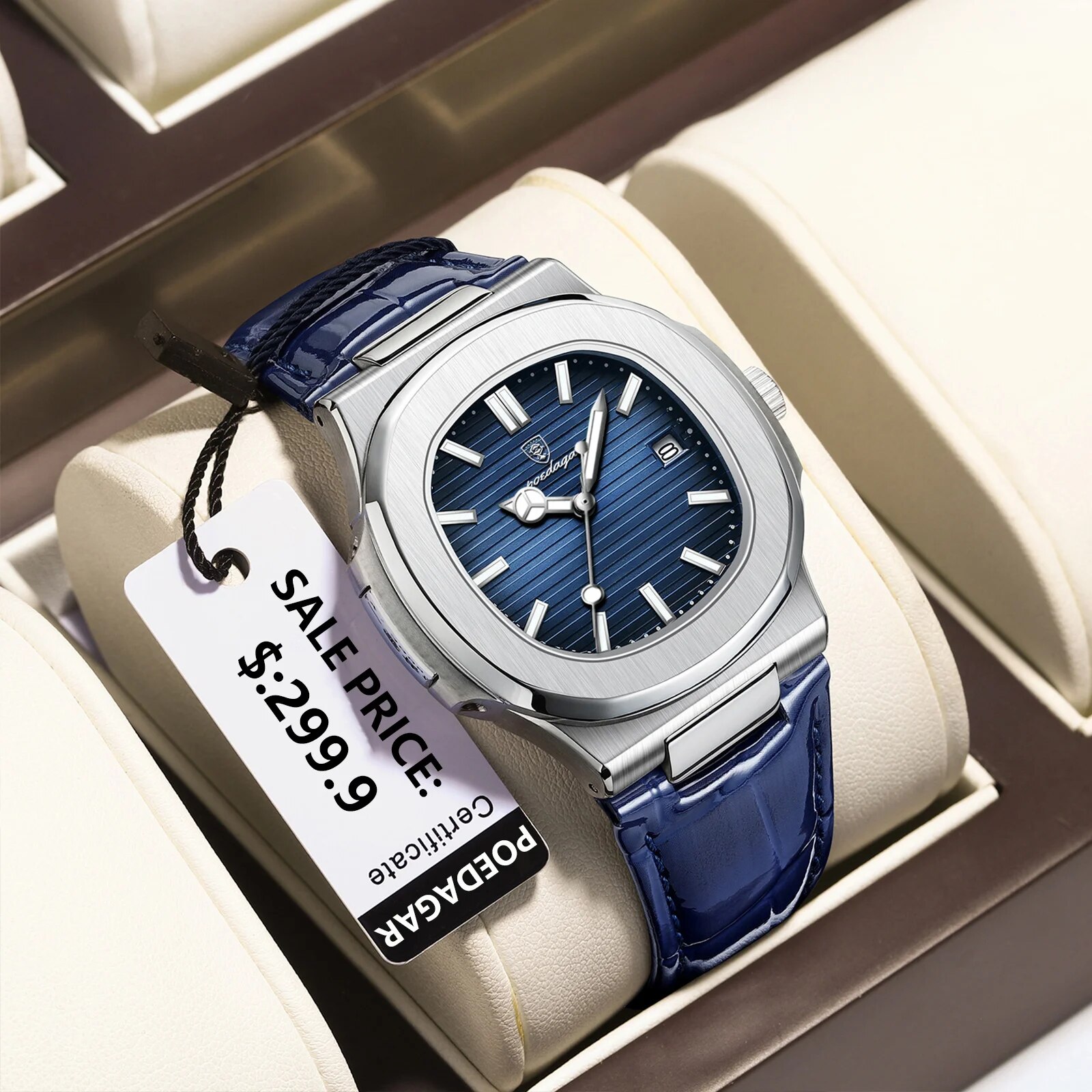 POEDAGAR haut de gamme carré h - Luxury Watch Organizer For Men avis et prix