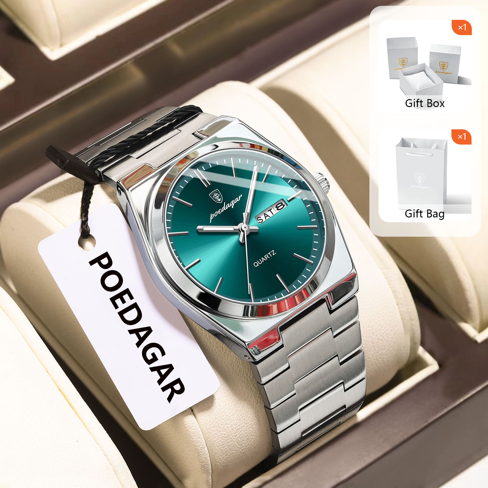 POEDAGAR Original Quartz homme - Luxury Watch Organizer For Men avis et prix